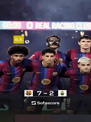 Sofascore：巴萨首发球员赛后评分，拉菲尼...