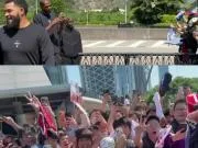 NBA球星杜兰特抵达中国澳门,得到球迷们的热情欢呼支持