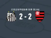 桑托斯2-2弗拉门戈，达尼洛先拔头筹，内马尔扳平